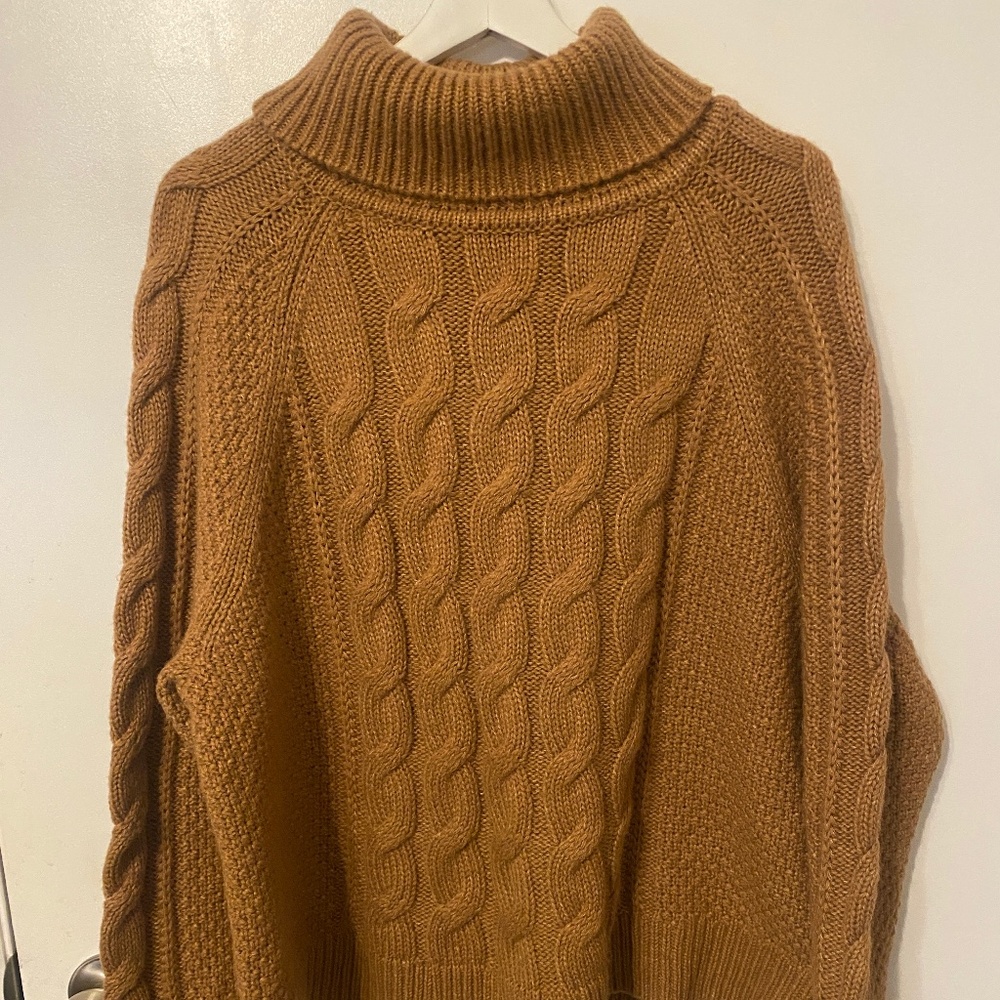 Gap Holiday Brown Cable Turtleneck oversized knit blend sweater size M
